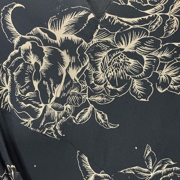 Lapis Silk Floral Faux Wrap Midi Dress Large - Picture 7 of 12